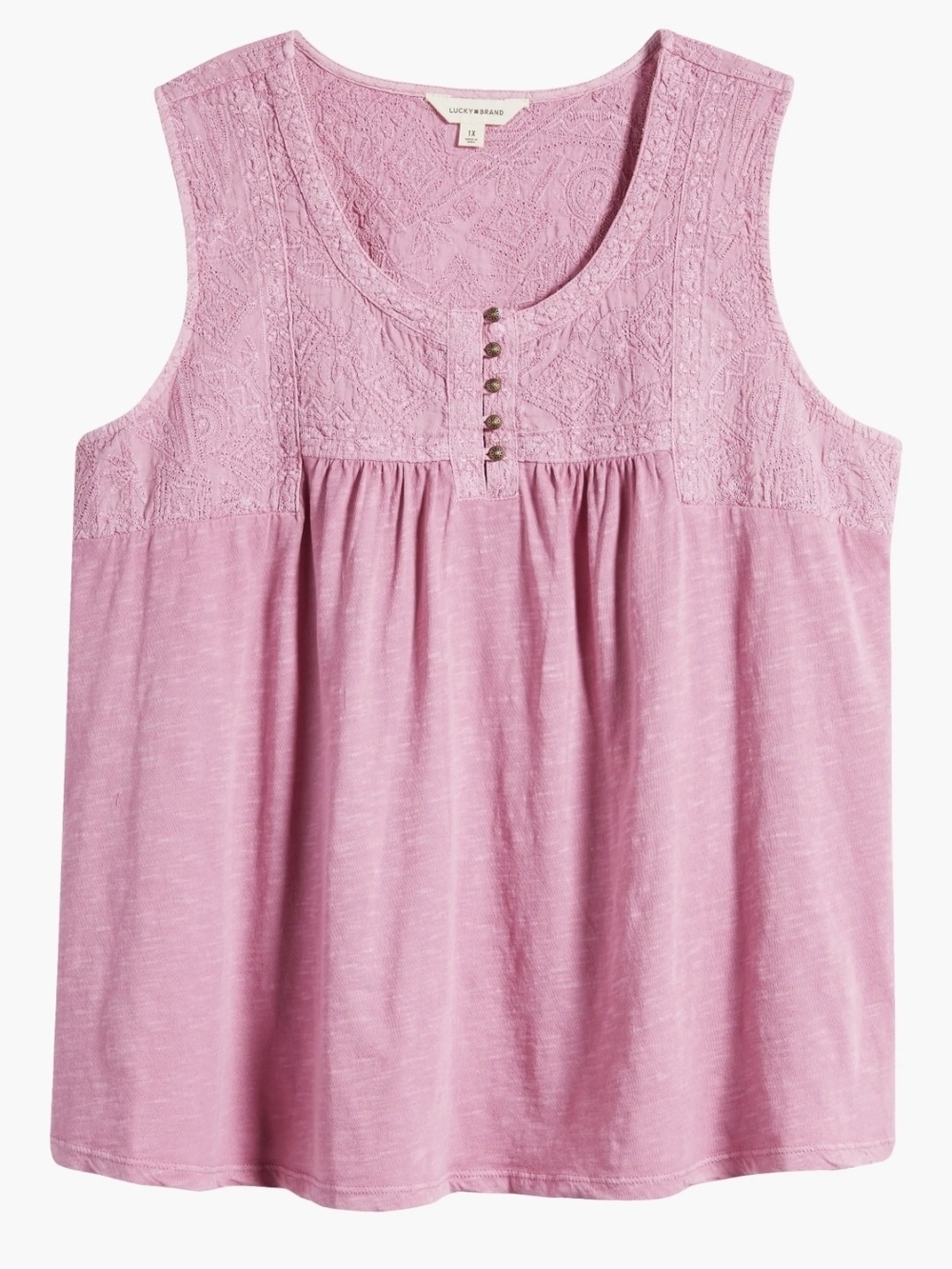 🔻 REDUCED Lucky Brand Lavender Pink Sleeveless Lace Yoke Tank
